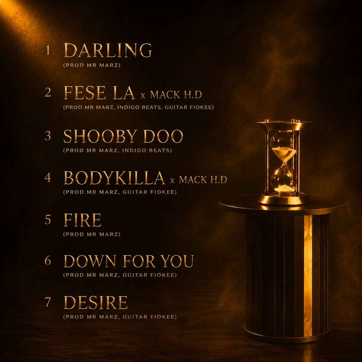 Magic Hour back cover listing all seven tracks and their producers.